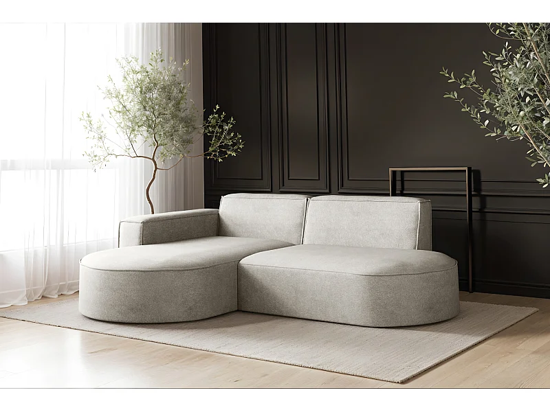 Canapé en L Modena, canapé d'angle moderne et confortable tissu Salvador gauche gris clair