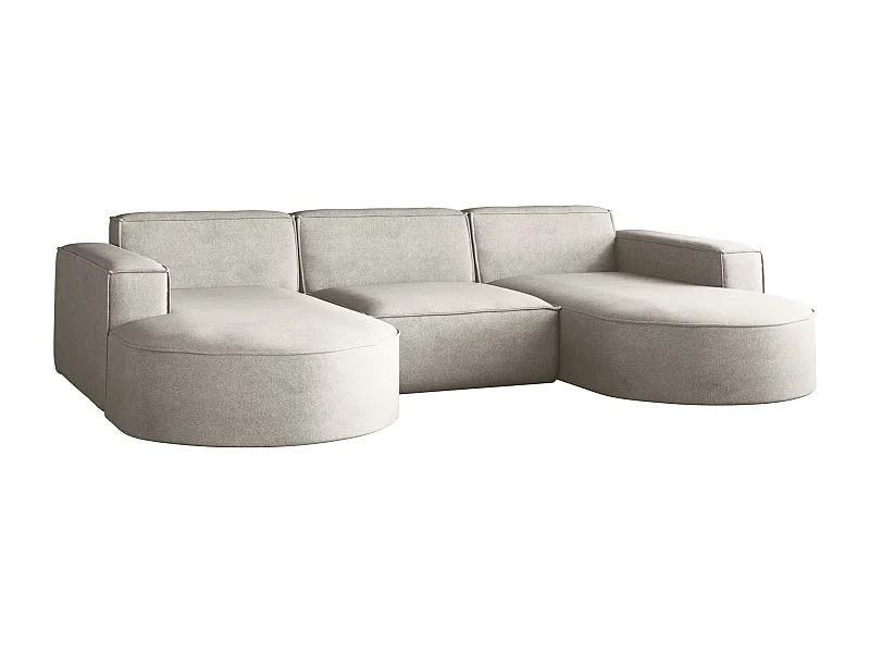 Ecksofa Modena U-Form, Sofa Elegant und Moderne Stoff Salvador Hellgrau