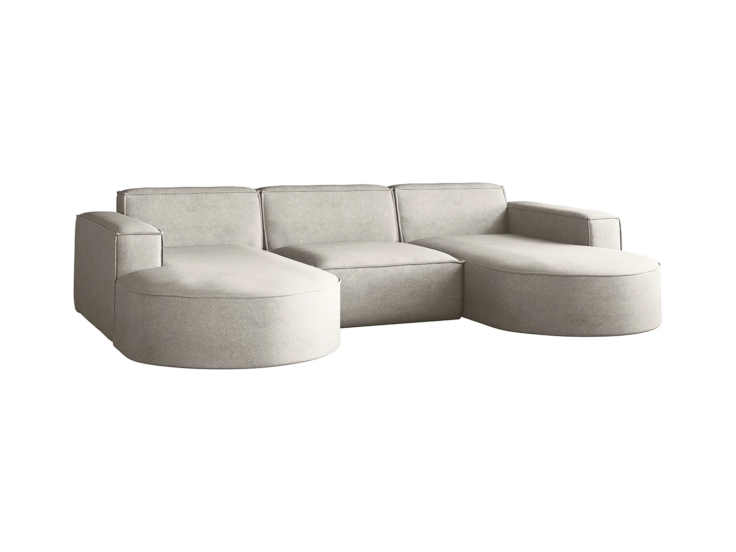 Ecksofa Modena U-Form, Sofa Elegant und Moderne Stoff Salvador Hellgrau