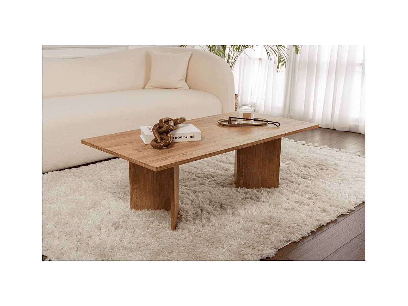 Table basse avec plateau rectangulaire L120 cm - SABIN