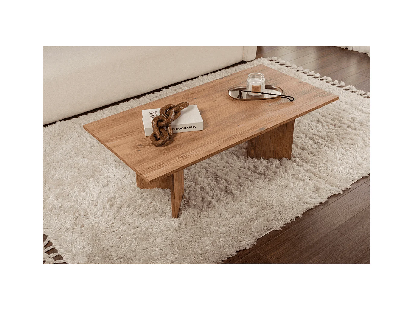 Table basse avec plateau rectangulaire L120 cm - SABIN
