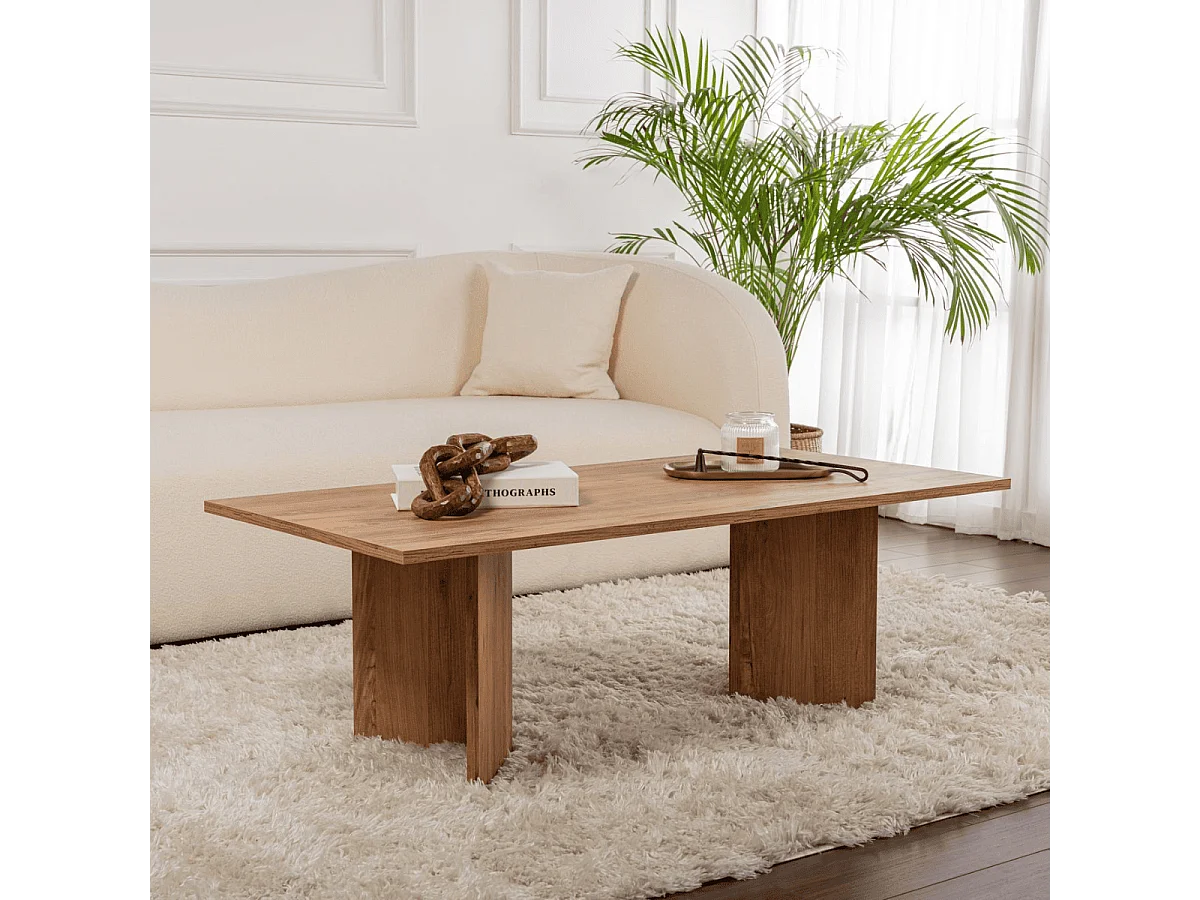 Table basse avec plateau rectangulaire L120 cm - SABIN