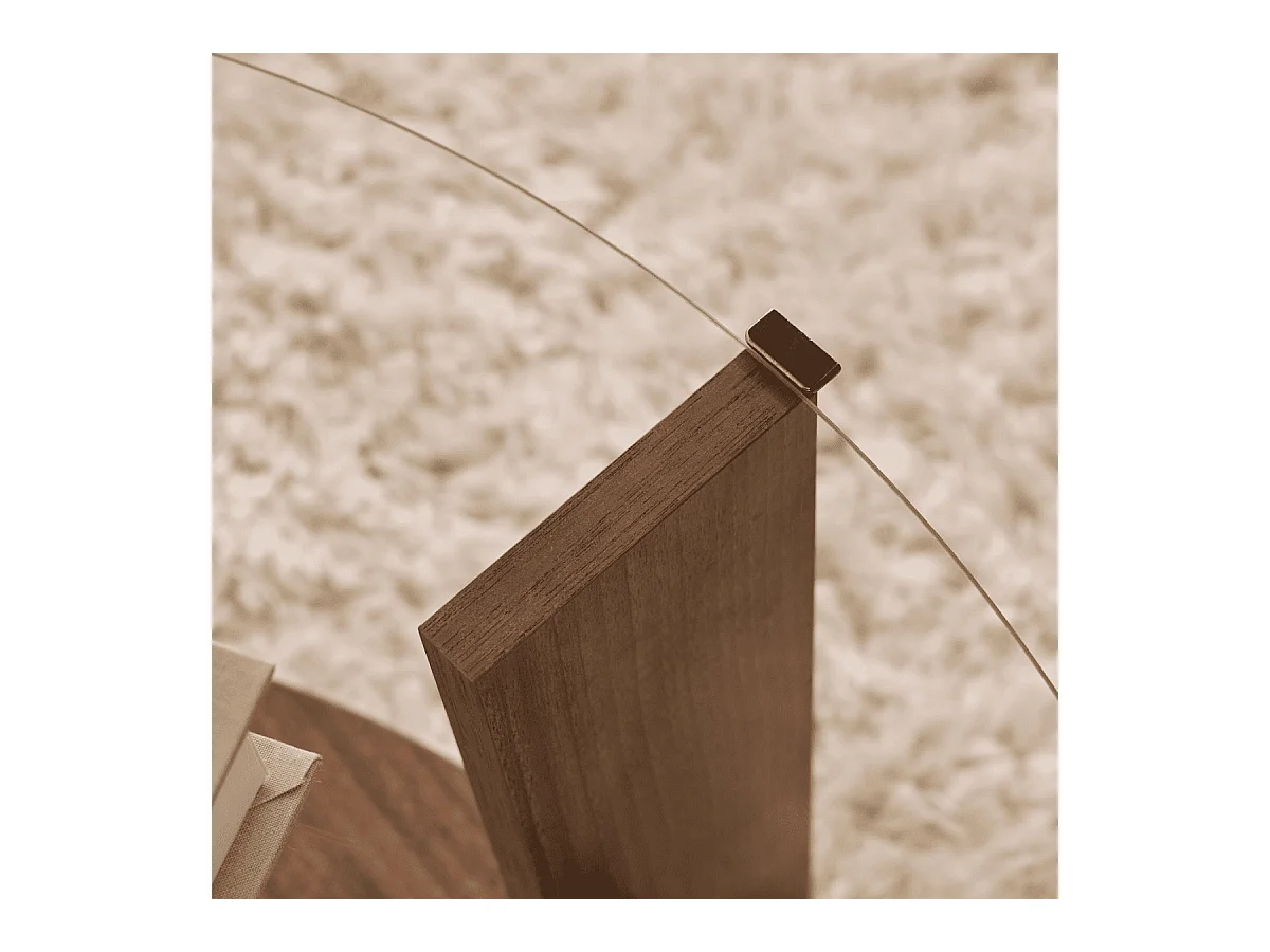 Table basse 2 plateaux dont 1 en verre trempé D75 cm - CLARA