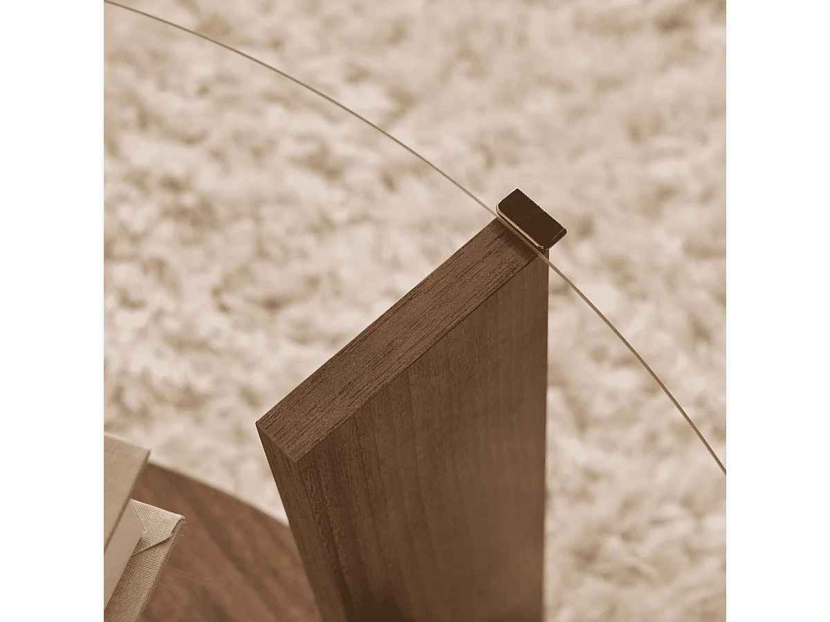 Couchtisch mit 2 Platten, davon eine aus gehärtetem Glas Ø75 cm - CLARA