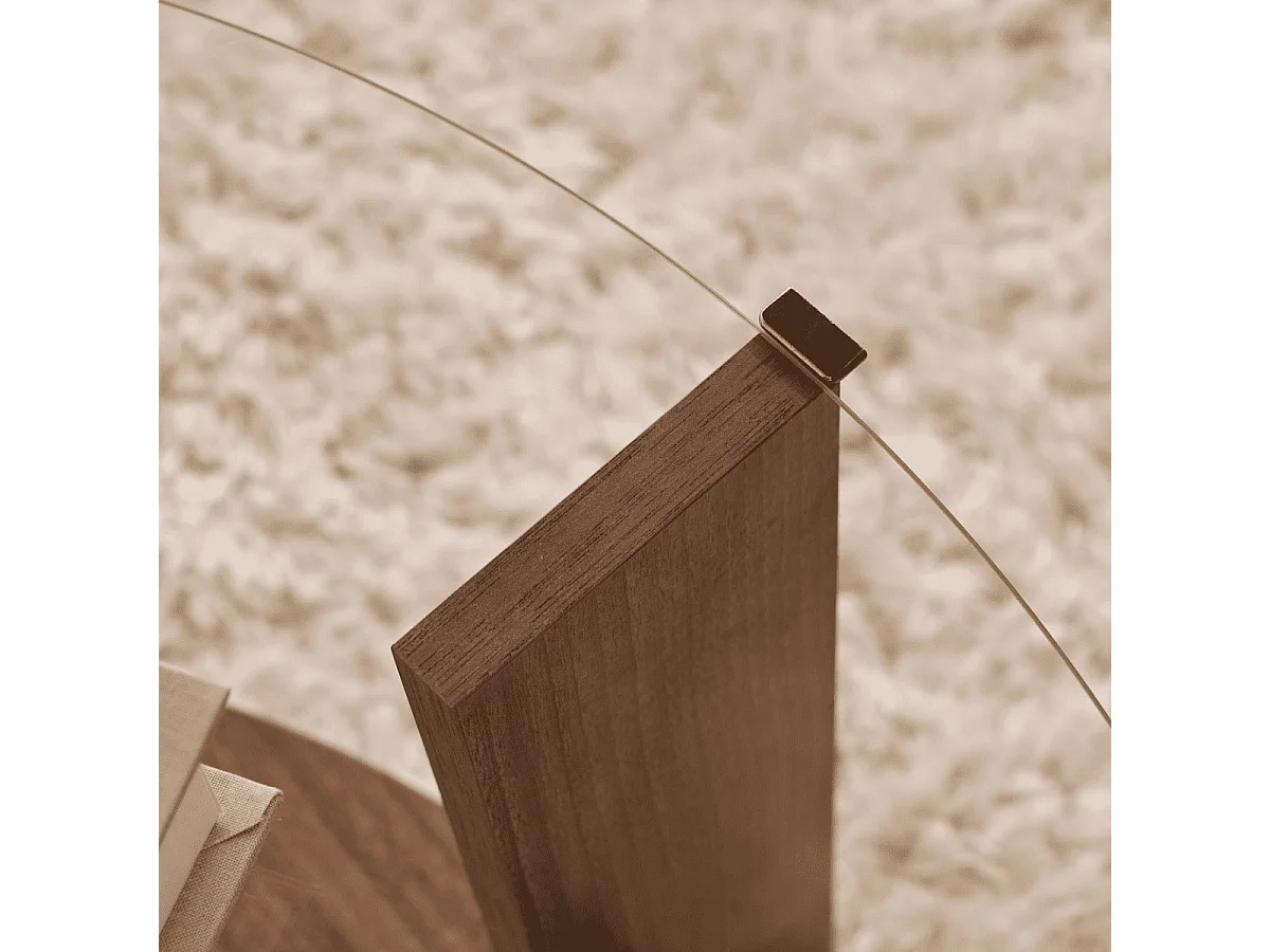 Table basse 2 plateaux dont 1 en verre trempé D75 cm - CLARA