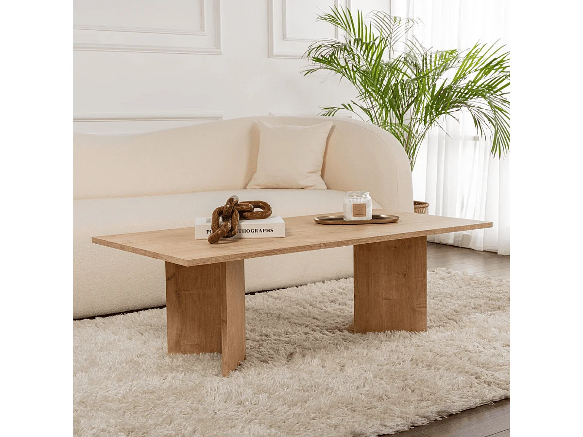 Table basse avec plateau rectangulaire L120 cm - SABIN