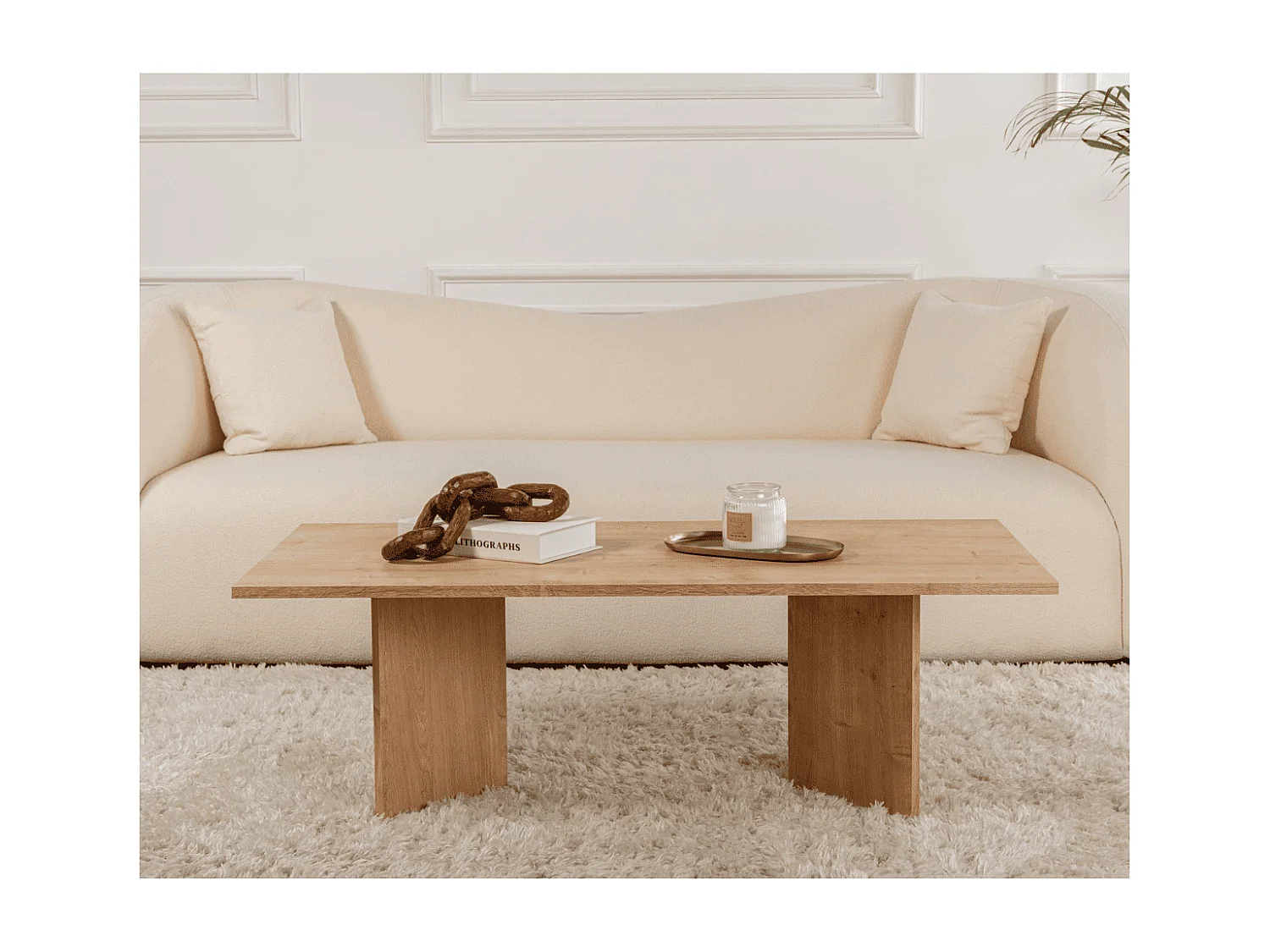 Table basse avec plateau rectangulaire L120 cm - SABIN