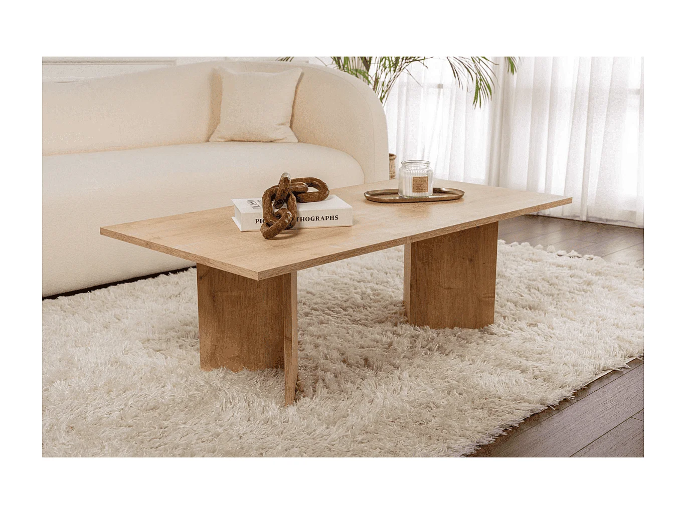 Table basse avec plateau rectangulaire L120 cm - SABIN