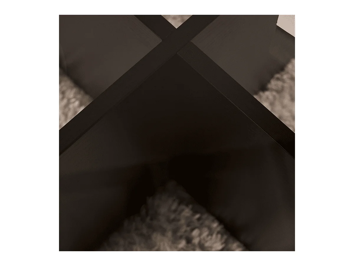 Table basse avec pieds croisés et plateau en verre trempé D75 cm - AERIS