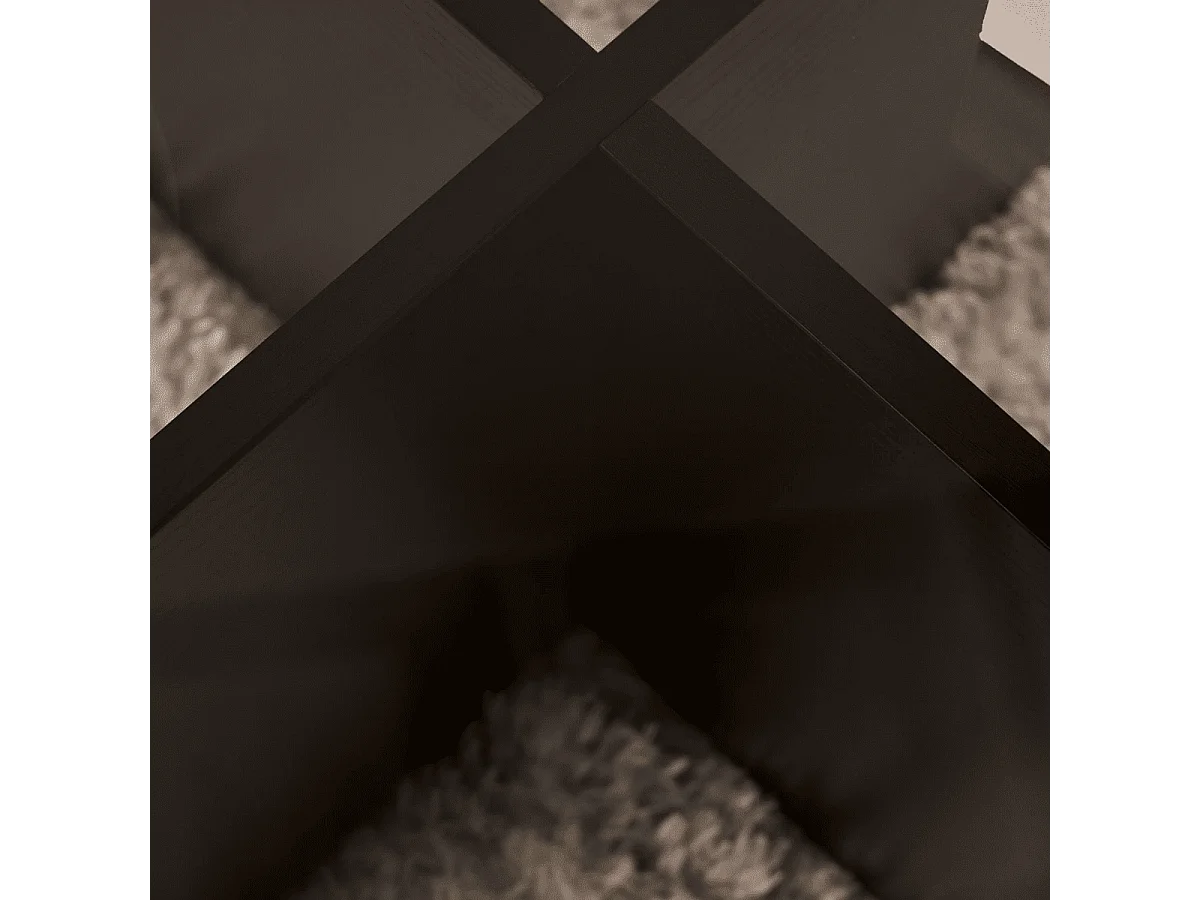 Table basse avec pieds croisés et plateau en verre trempé D75 cm - AERIS