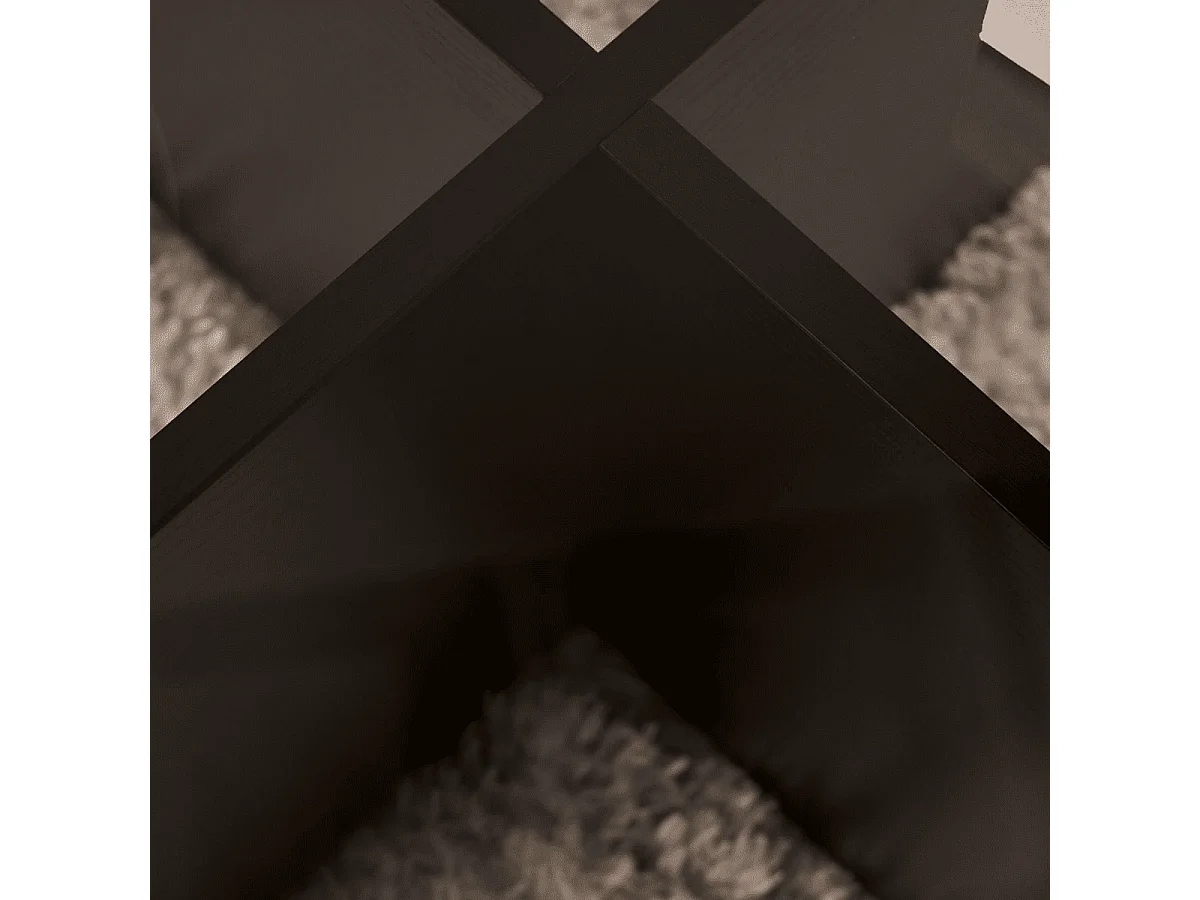 Table basse avec pieds croisés et plateau en verre trempé D75 cm - AERIS