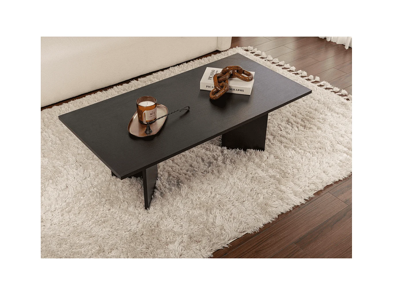 Table basse avec plateau rectangulaire L120 cm - SABIN