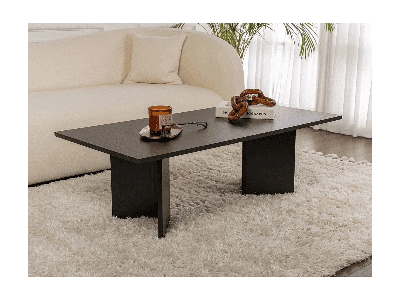Table basse avec plateau rectangulaire L120 cm - SABIN