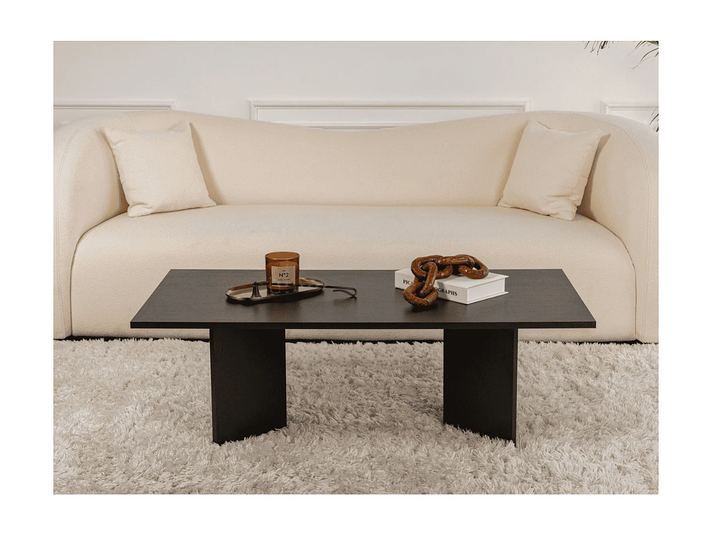 Table basse avec plateau rectangulaire L120 cm - SABIN
