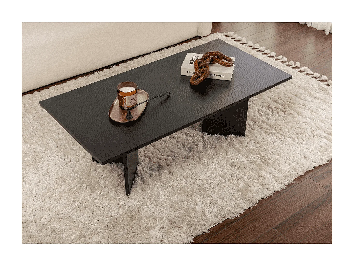 Table basse avec plateau rectangulaire L120 cm - SABIN