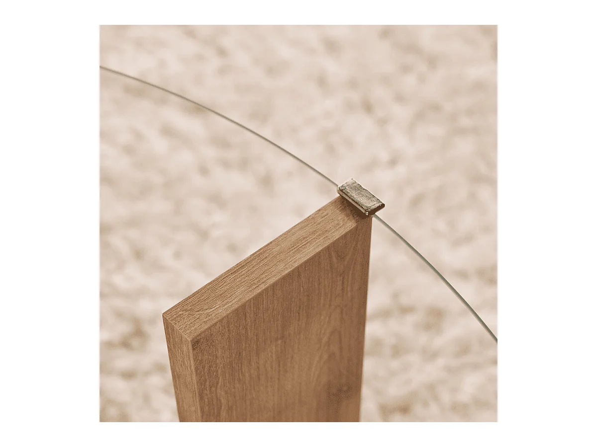 Couchtisch mit 2 Platten, davon eine aus gehärtetem Glas Ø75 cm - CLARA