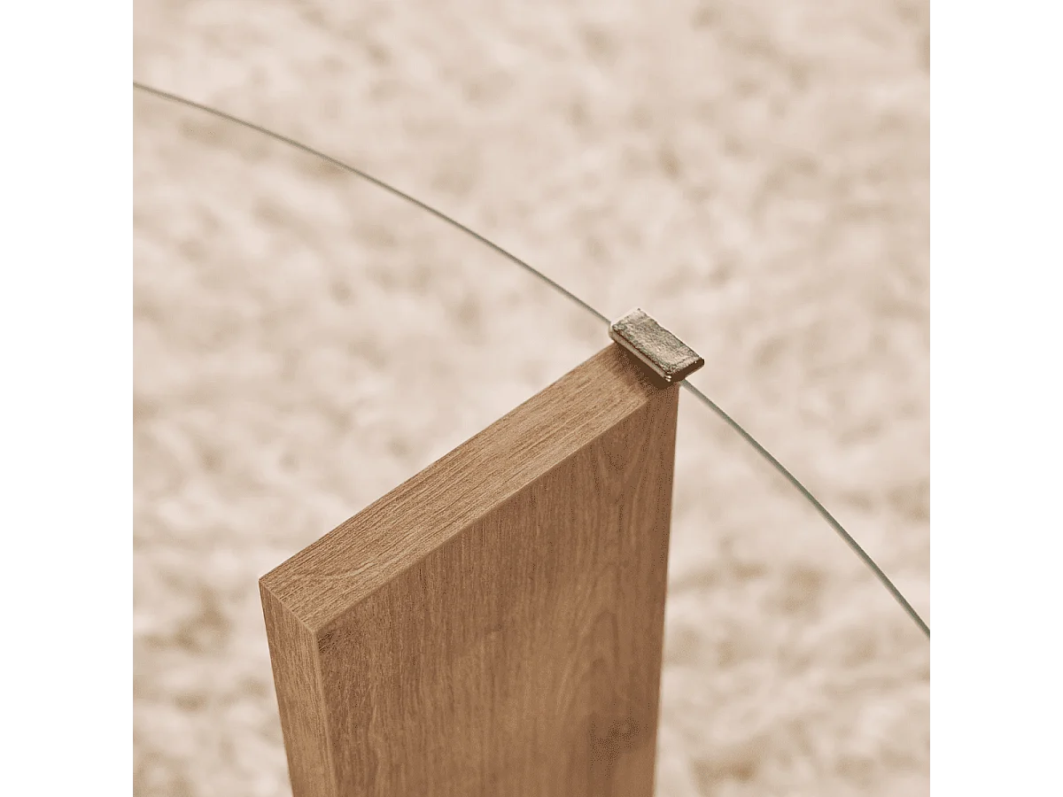 Table basse 2 plateaux dont 1 en verre trempé D75 cm - CLARA