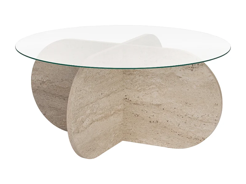 Couchtisch mit gekreuzten Beinen und gehärteter Glasplatte Ø75 cm - AERIS