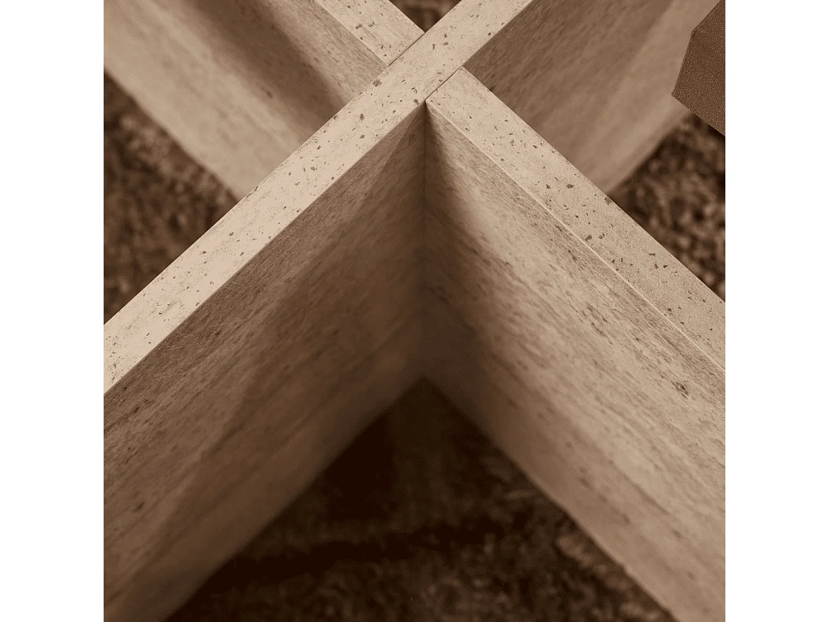 Table basse avec pieds croisés et plateau en verre trempé D75 cm - AERIS