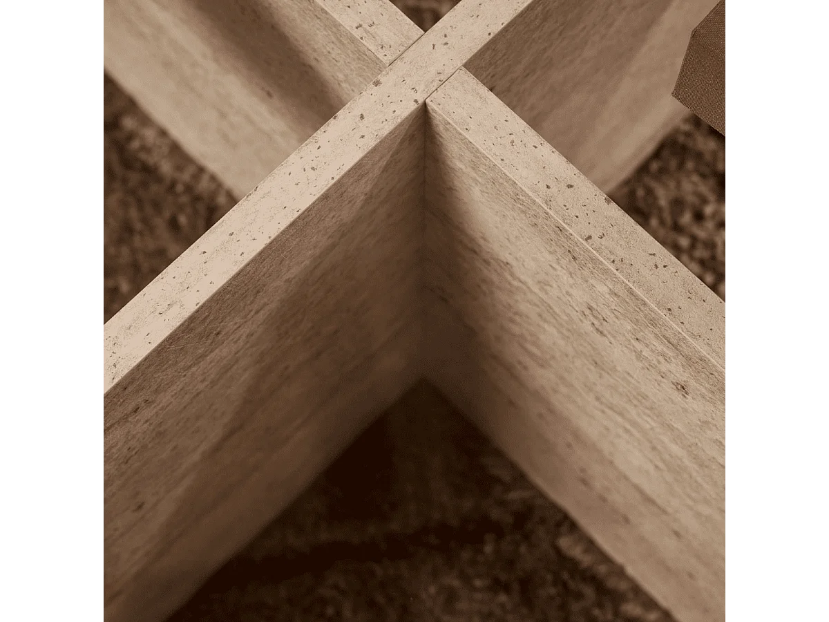 Table basse avec pieds croisés et plateau en verre trempé D75 cm - AERIS