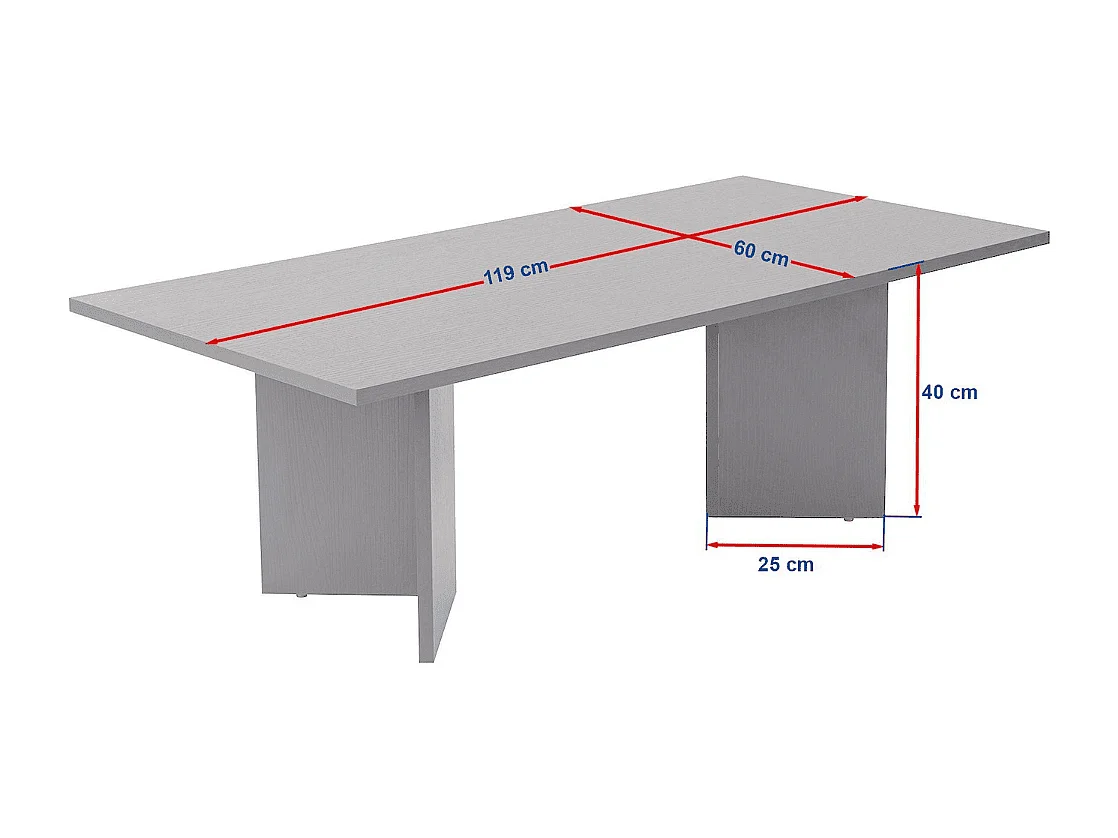 Tavolino con piano rettangolare L119 cm - SABIN