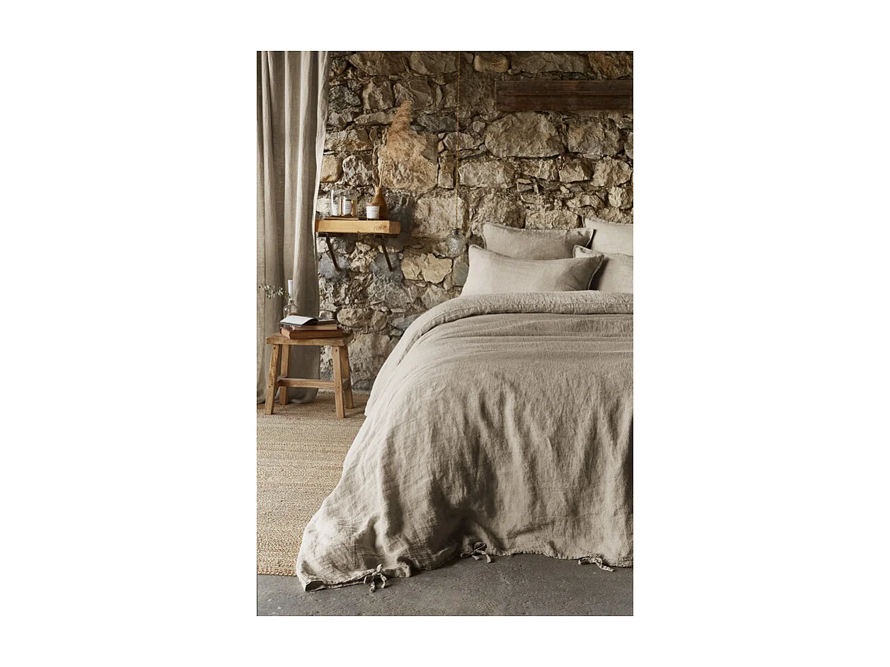 Rideau ajustable 140 x 270 cm en lin lavé sable - LUISA