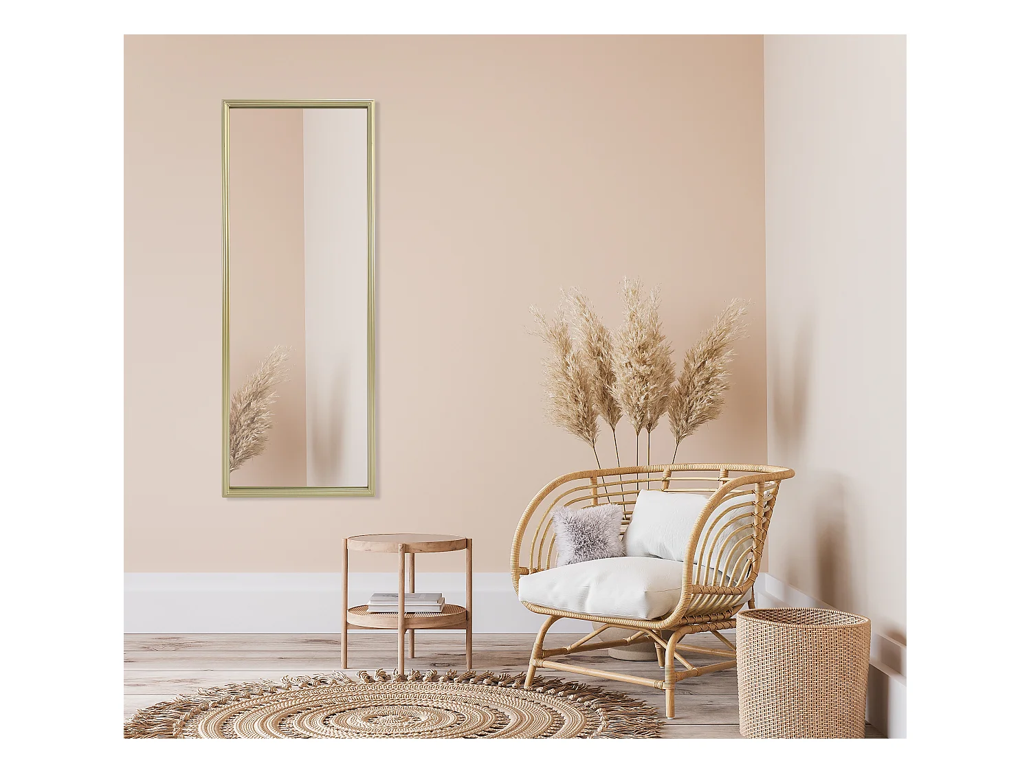 Miroir long métal doré 40x110cm