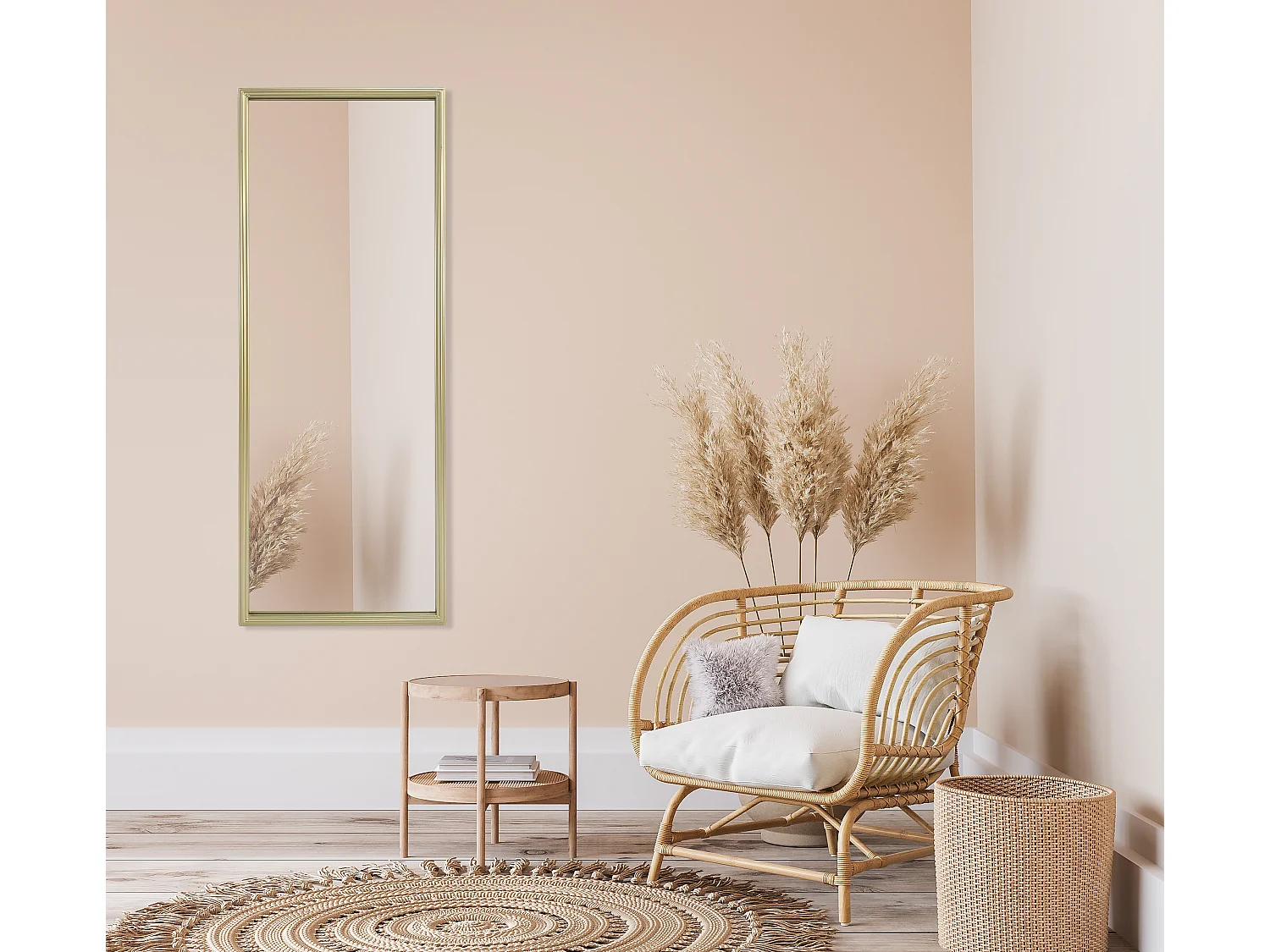 Miroir long métal 40x110cm Dore