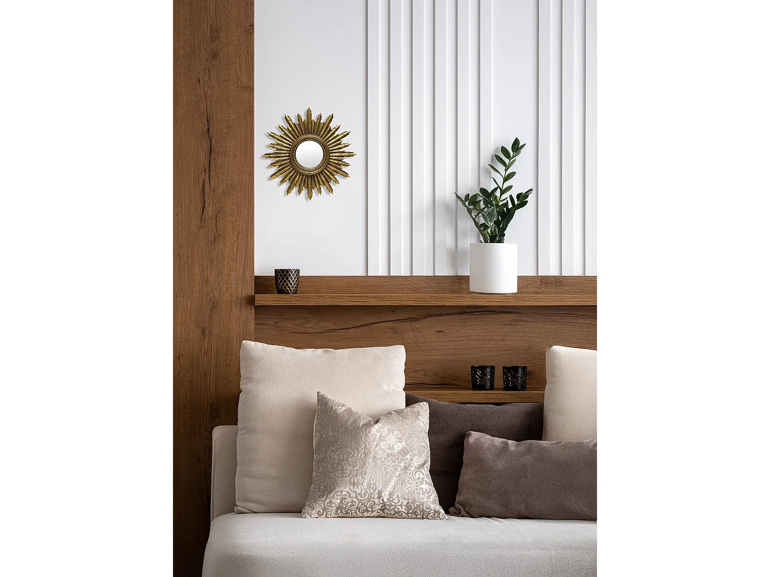 Miroir soleil doré 30cm