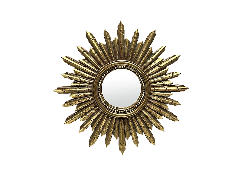 Miroir soleil doré 30cm