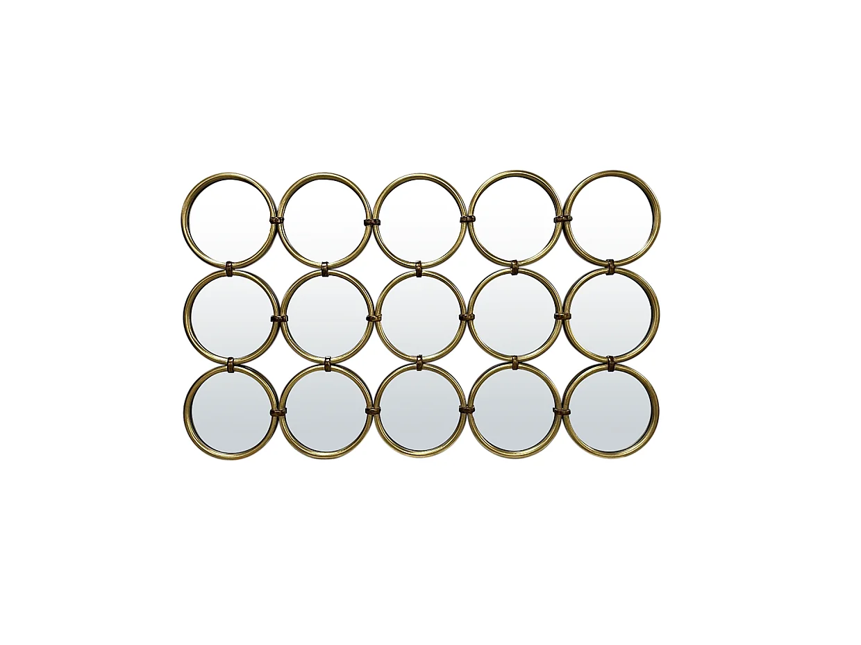 Miroir métal doré multi ronds 120x71.5cm