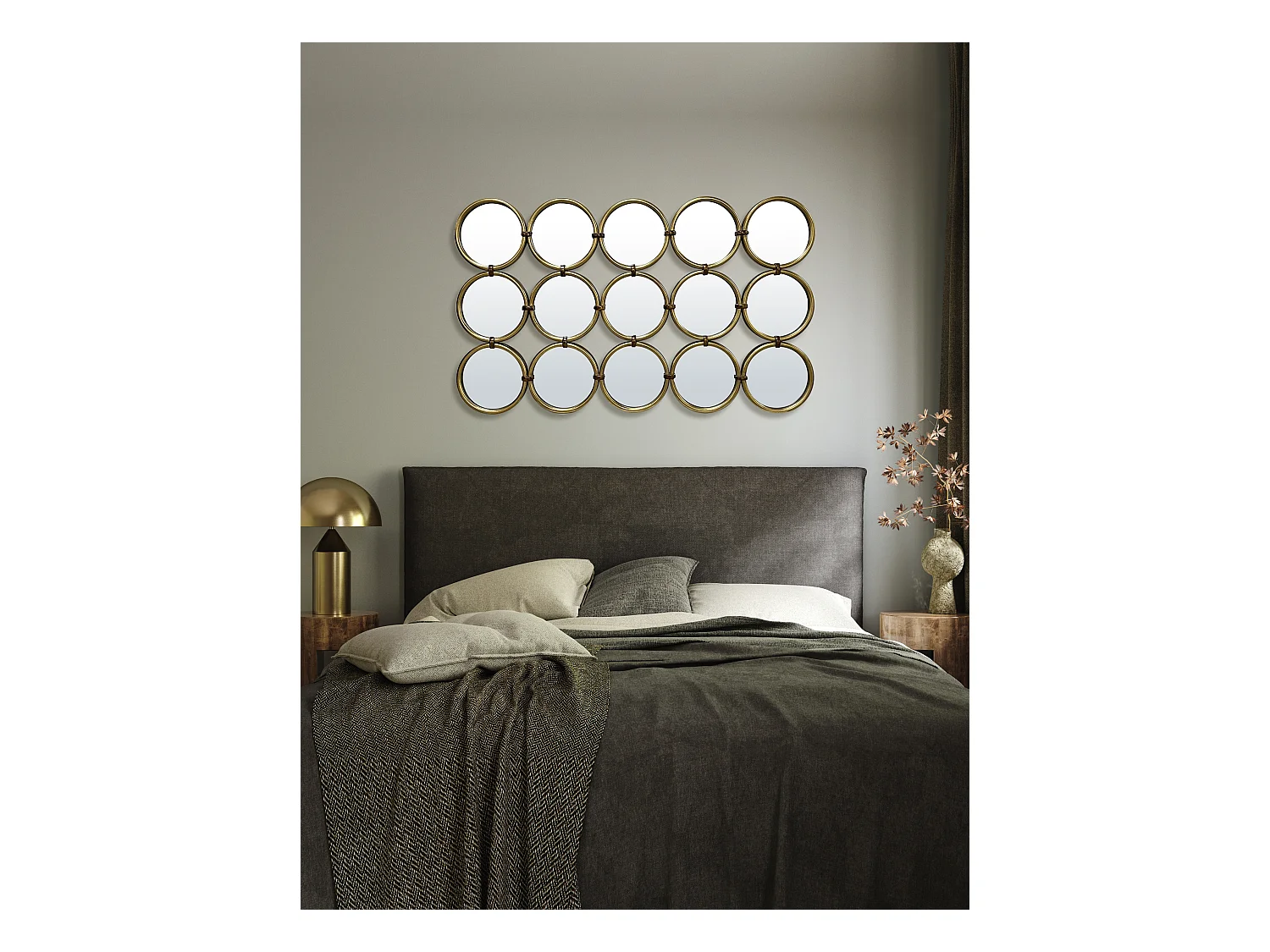 Miroir métal doré multi ronds 120x71.5cm