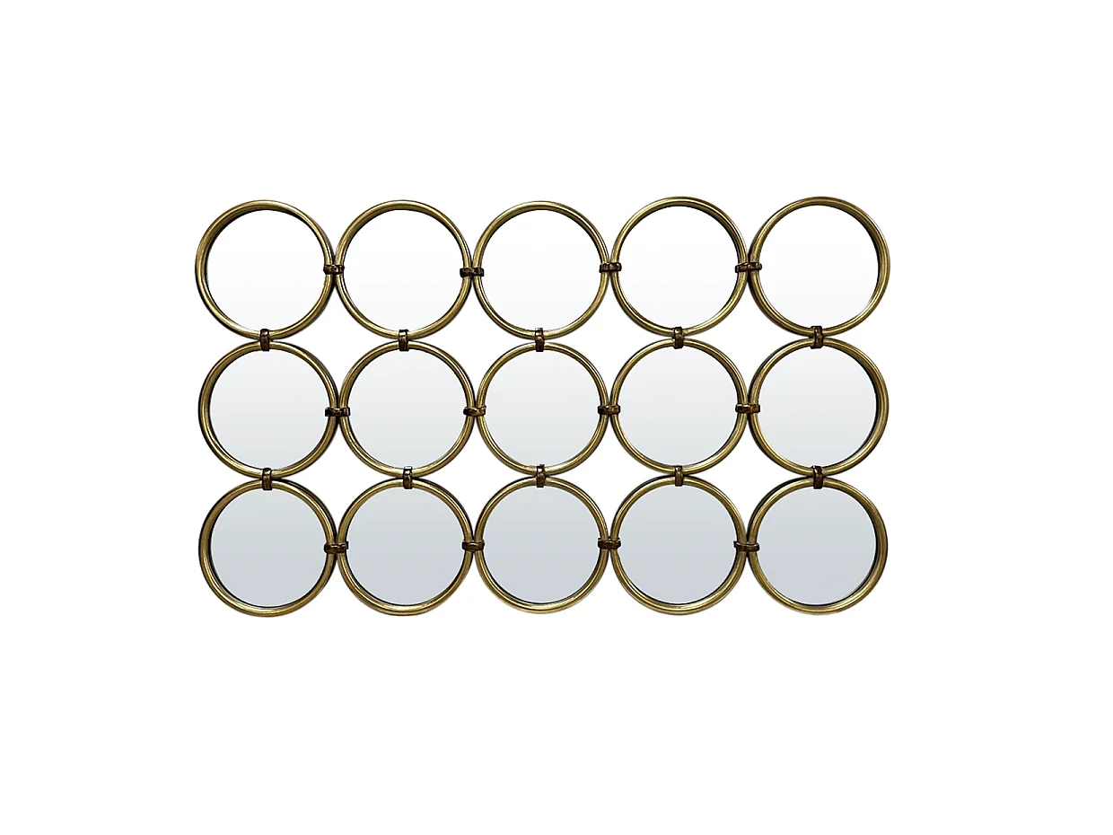 Miroir métal doré multi ronds 120x71.5cm