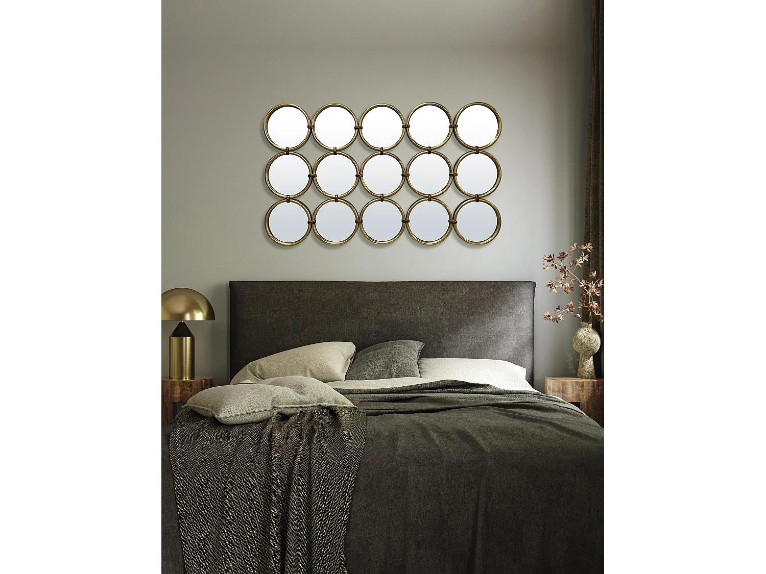 Miroir métal doré multi ronds 120x71.5cm