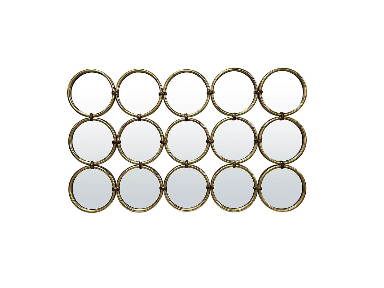 Miroir métal doré multi ronds 120x71.5cm