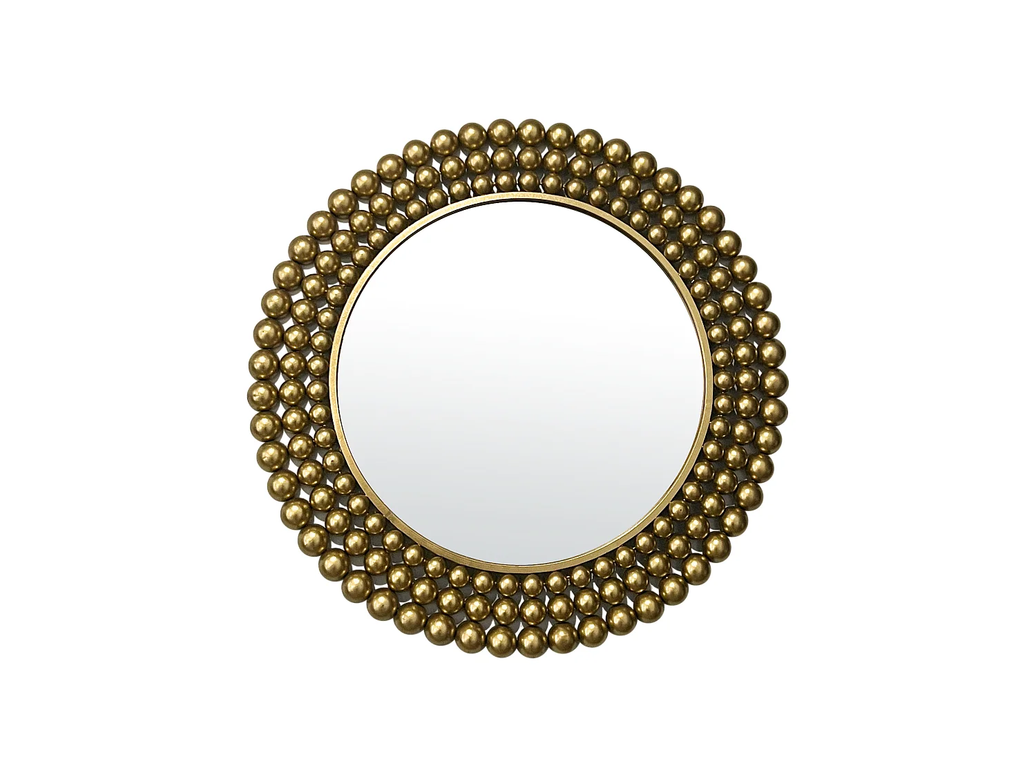 Miroir rond métal doré boules 70cm