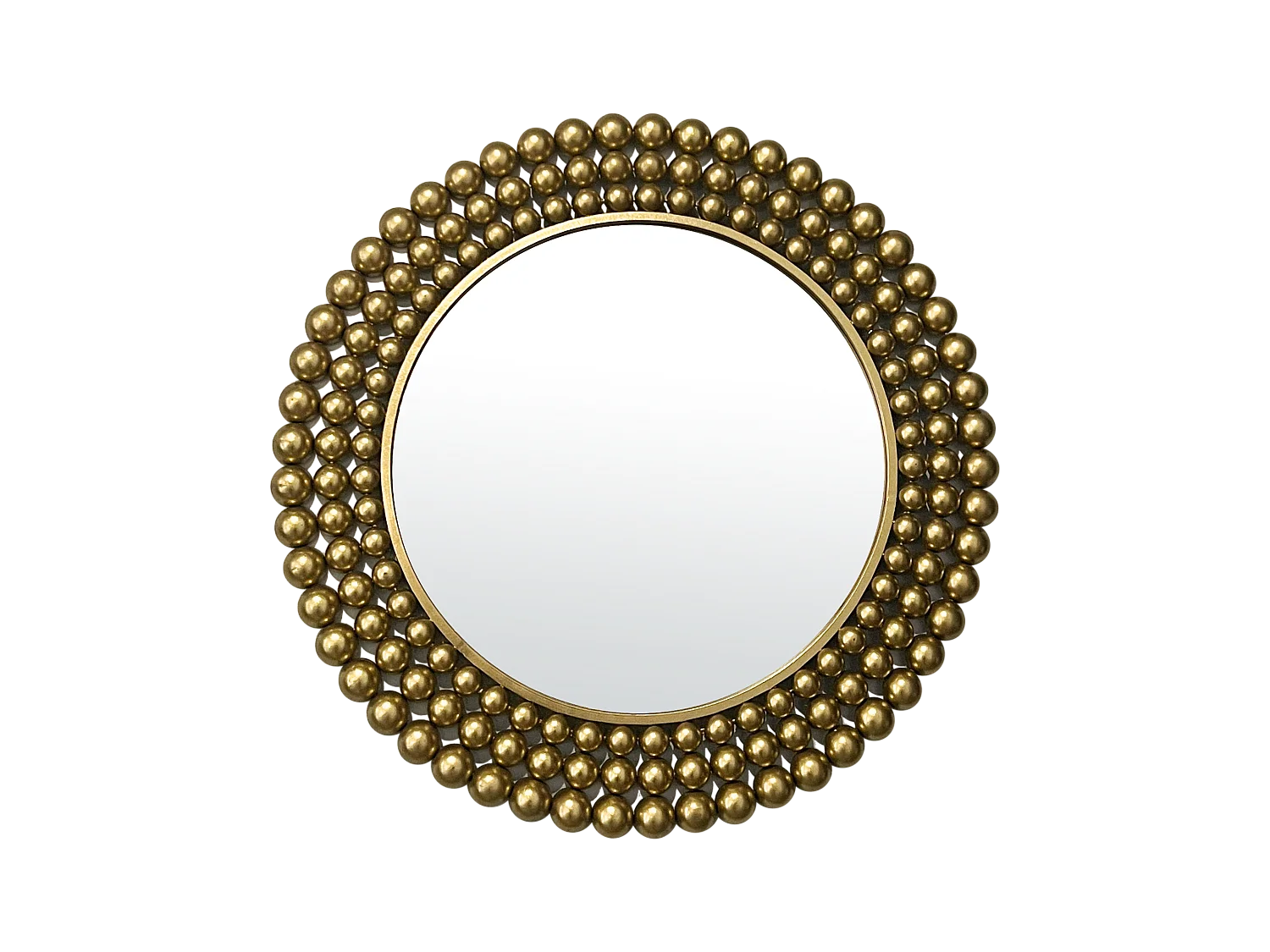 Miroir rond métal doré boules 70cm