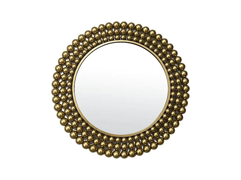 Miroir rond métal doré boules 70cm