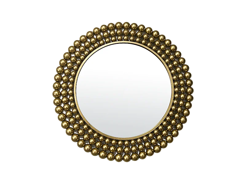 Miroir rond métal doré boules 70cm
