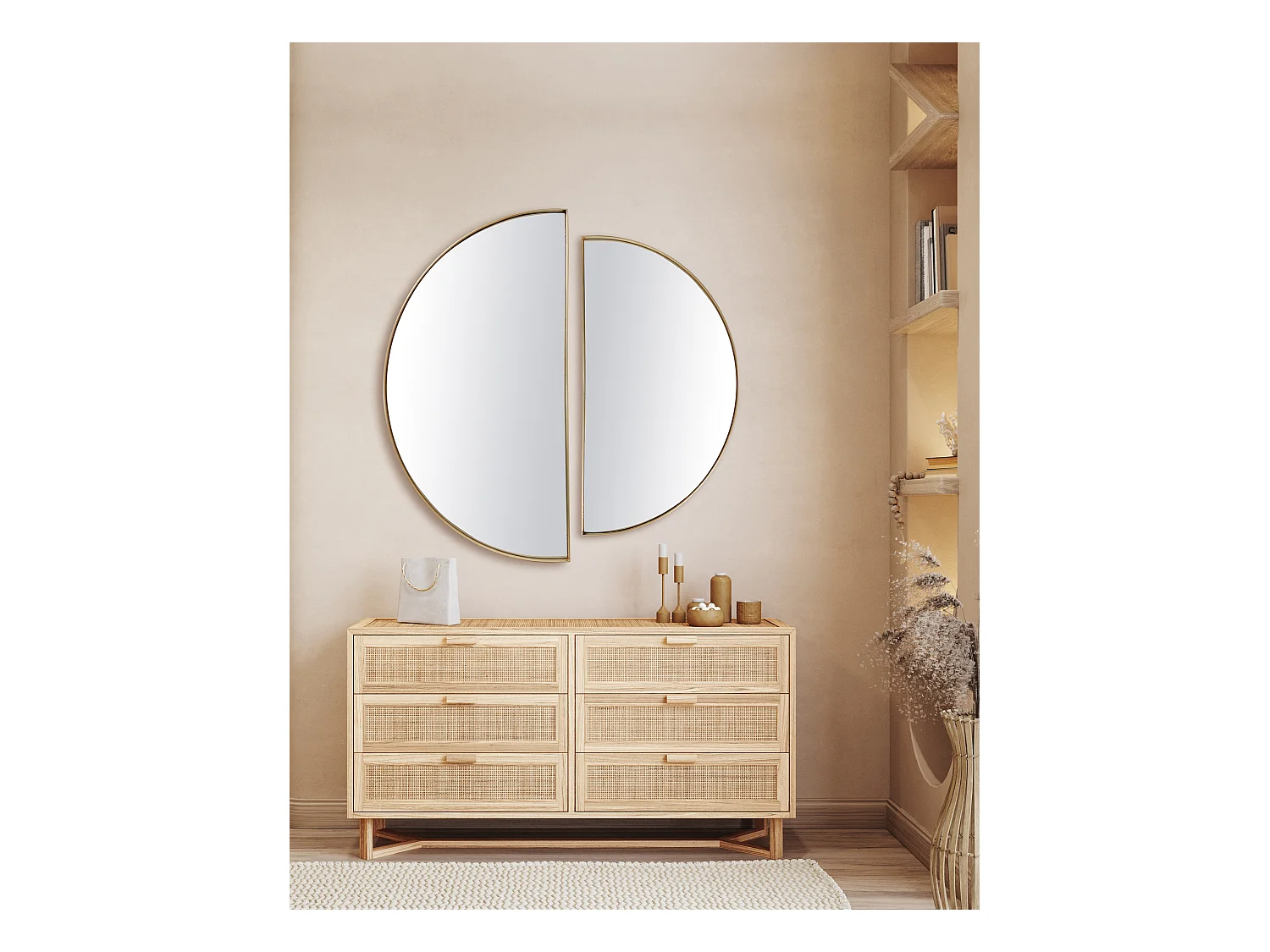 Miroir fin doré demi cercle 50x100cm