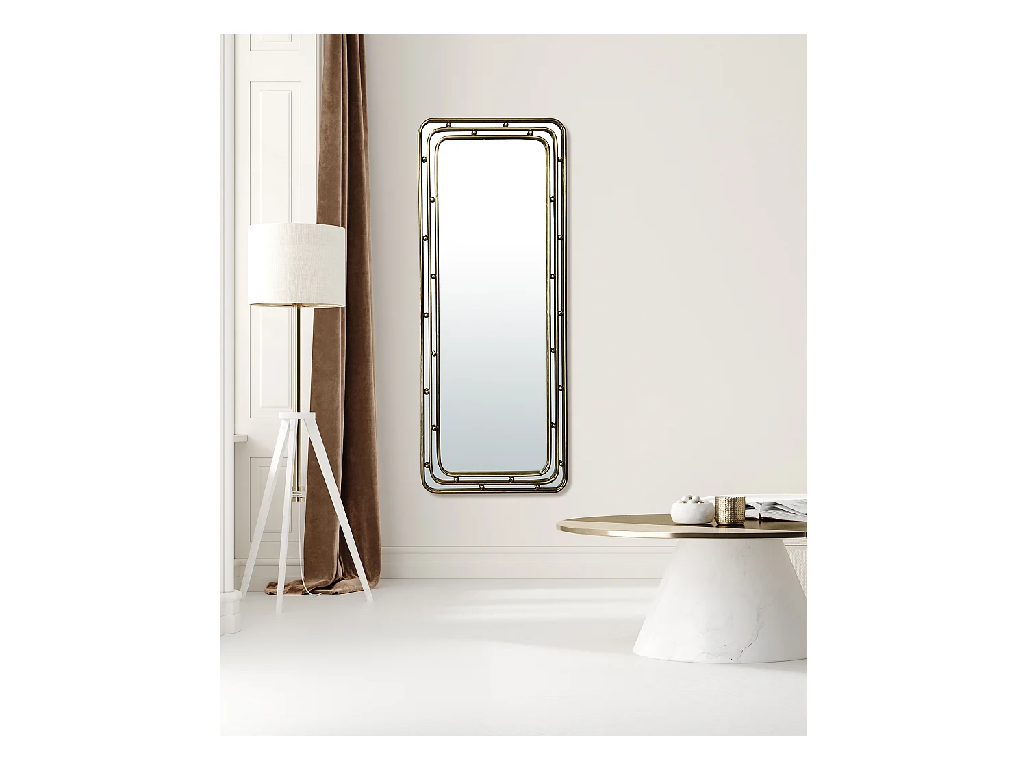Miroir métal doré arrondi 50x120cm