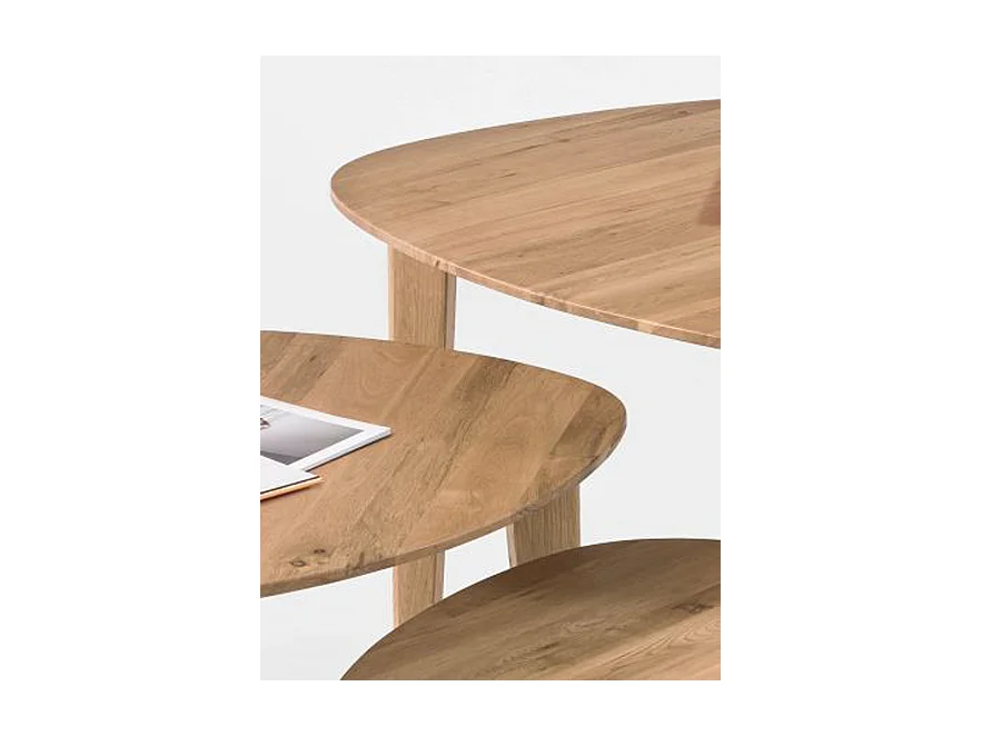 Set de 3 tables basses coloris chêne en bois