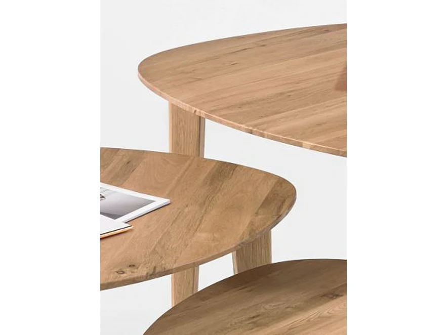Set de 3 tables basses coloris chêne en bois