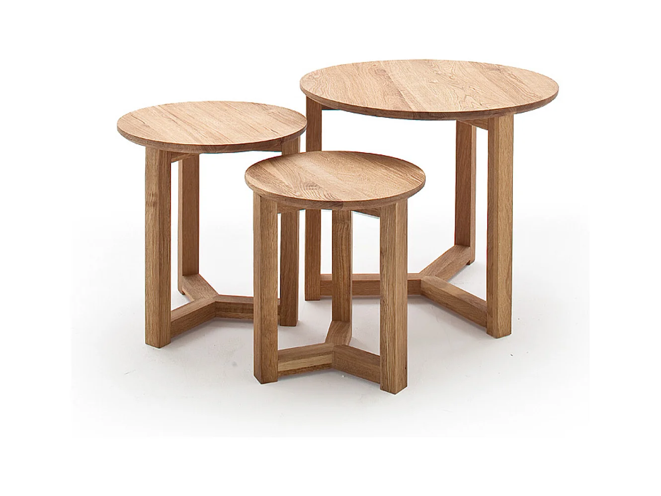 Set de 3 tables basses en bois de chêne massif huilé