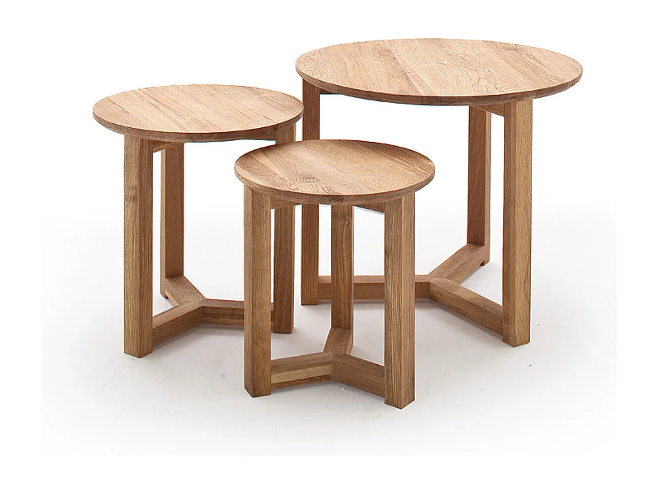 Set de 3 tables basses en bois de chêne massif huilé