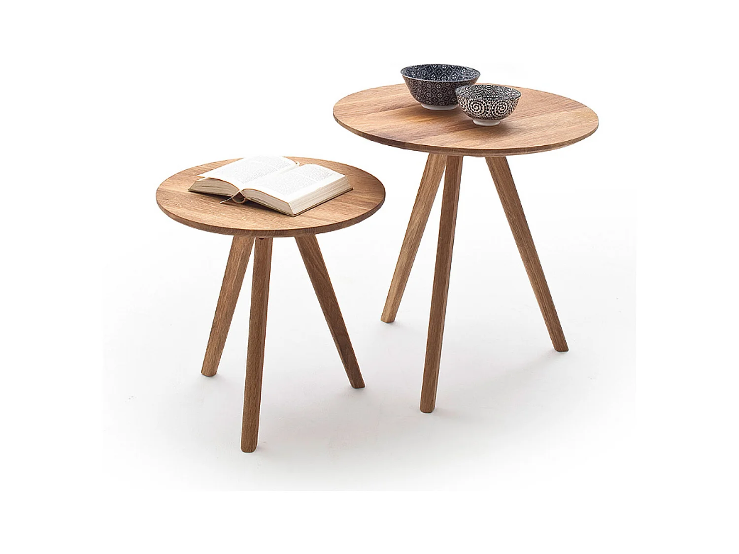 Set de tables basses coloris chêne massif huilé