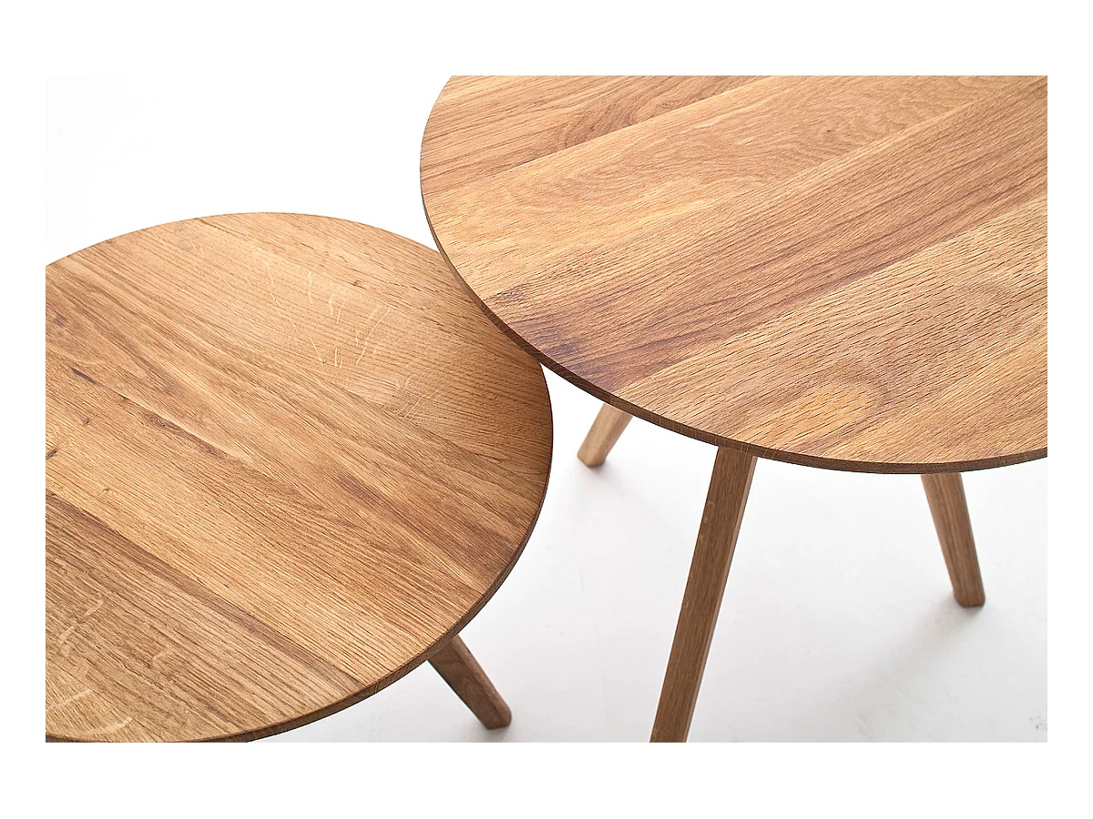 Set de tables basses coloris chêne massif huilé