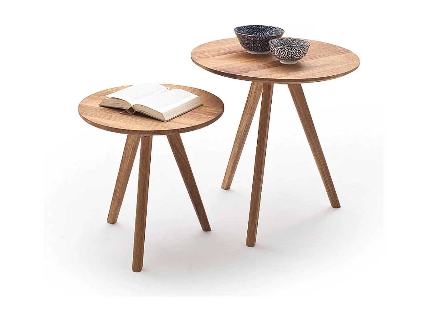 Set de tables basses coloris chêne massif huilé