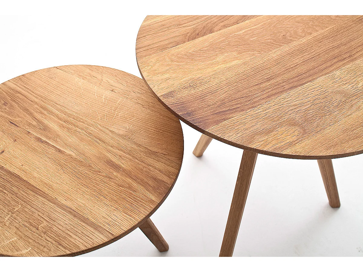 Set de tables basses coloris chêne massif huilé