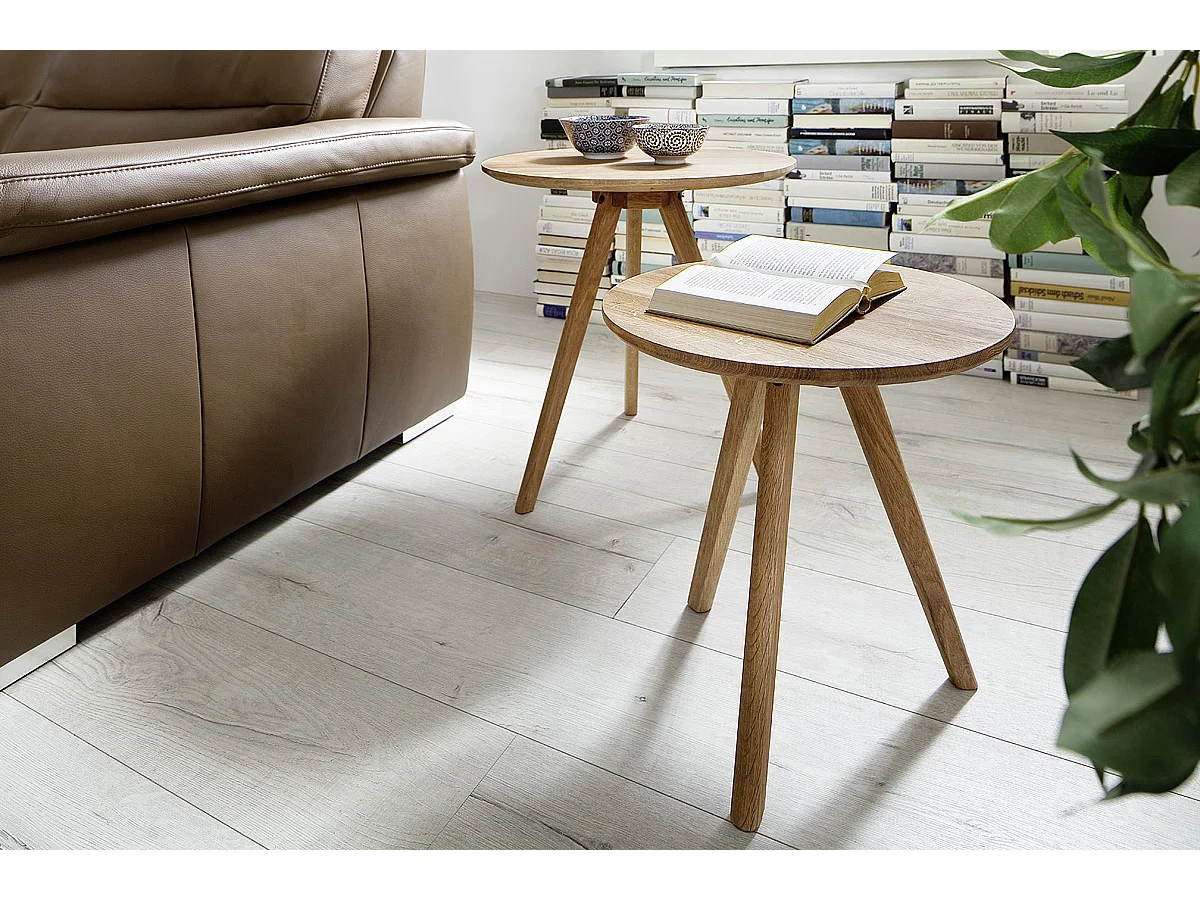 Set de tables basses coloris chêne massif huilé